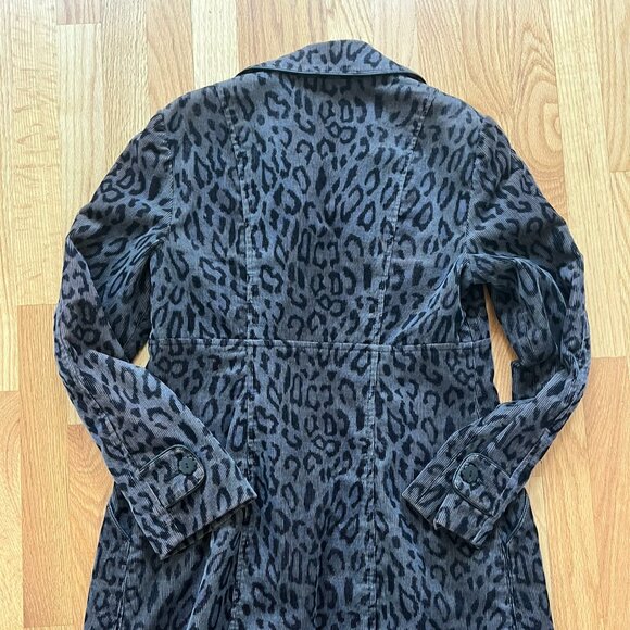 NANETTE LEPORE Grey Animal Print Corduroy Mod Trench Coat sz: 4 Amazing!!! - Picture 4 of 6